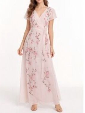Savanna Jane Blush Pink Floral Wrap Maxi Dress